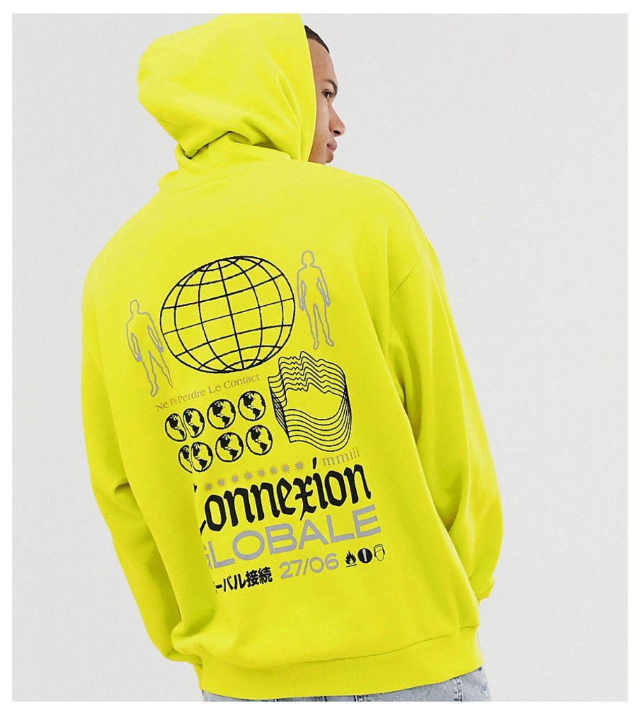 ASOS DESIGN Tall oversized hoodie in bright green with global back print