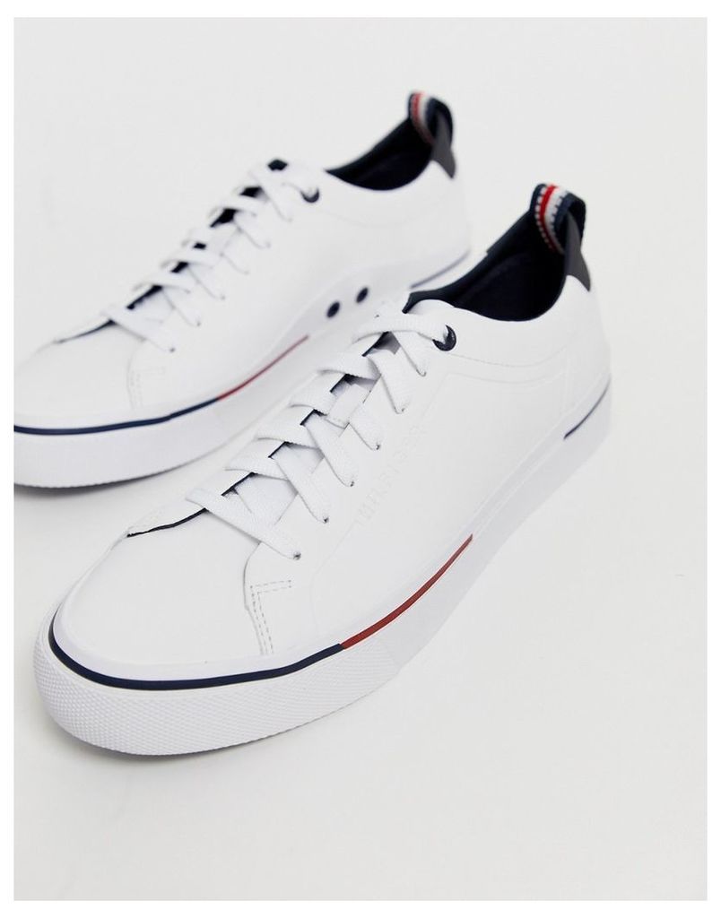 Tommy Hilfiger corporate rubberised leather trainers in white