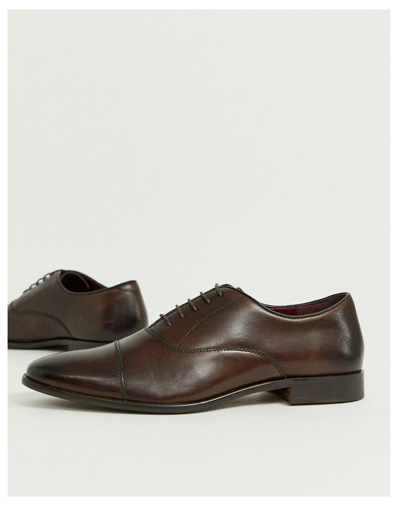 alfie toe cap oxford shoes in brown leather