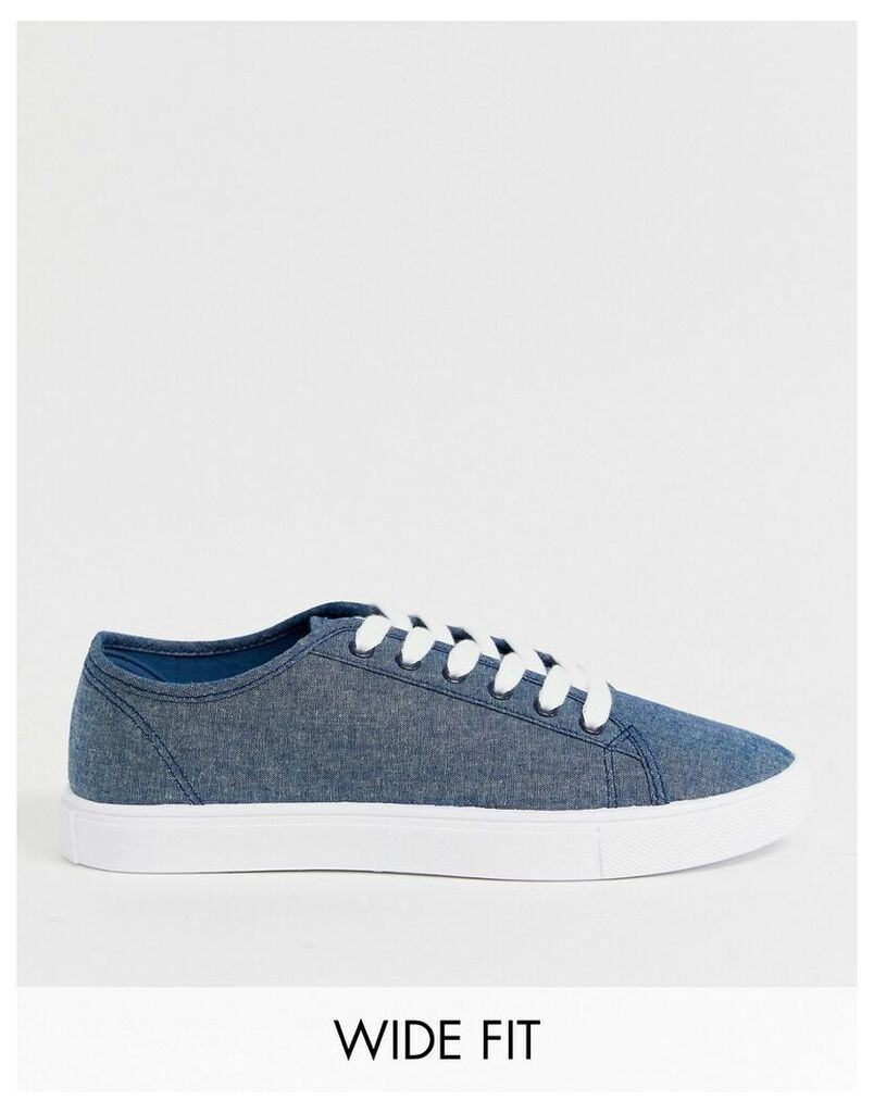 Wide Fit trainers in blue chambray