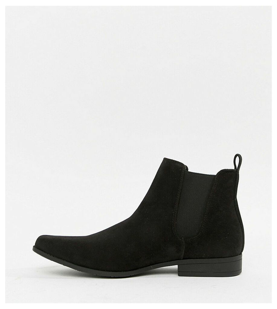 Wide Fit chelsea boots in black faux suede