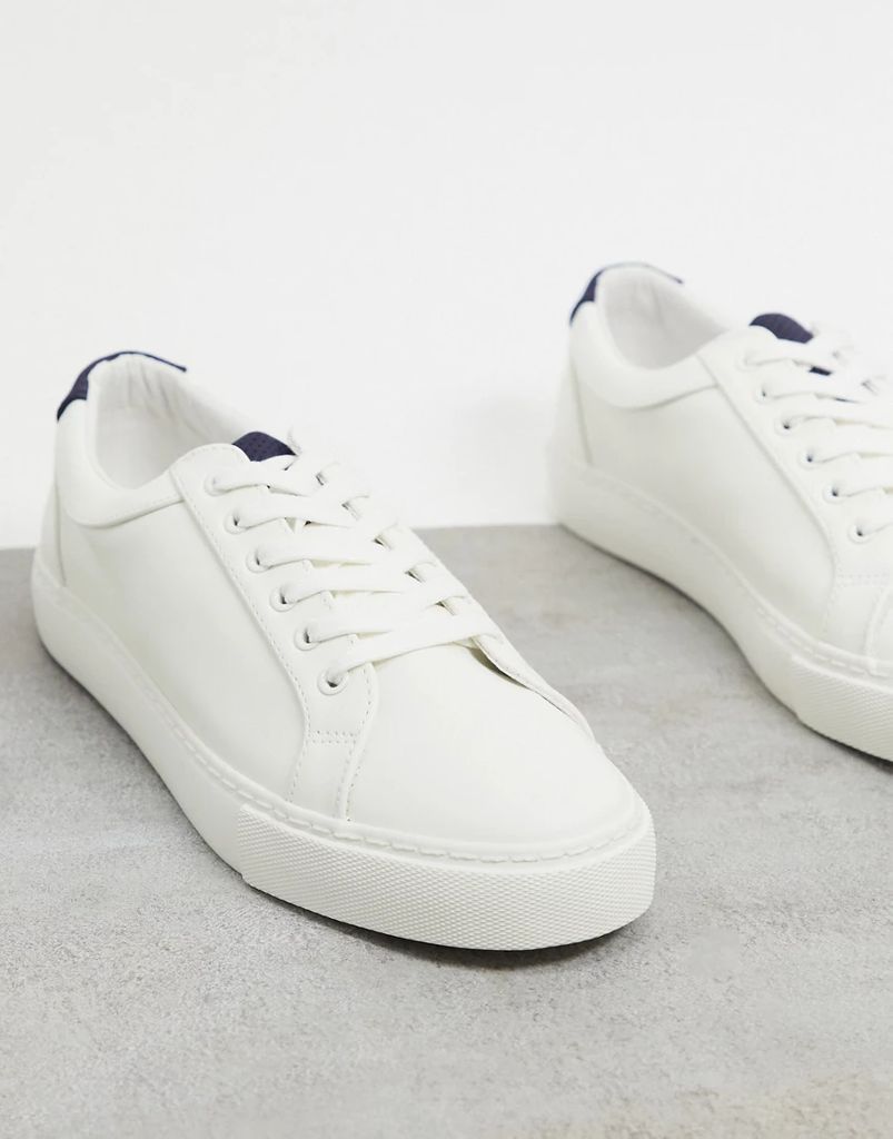 trainers with contrast tongue and heel in white