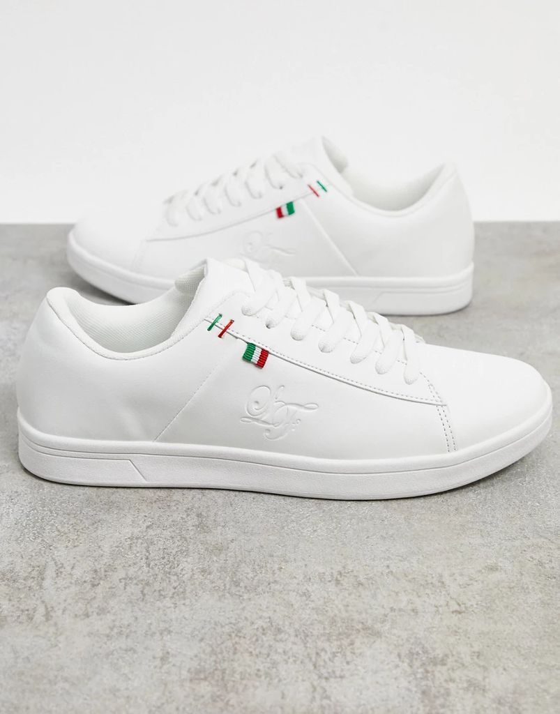 terrence embossed logo trainers in white