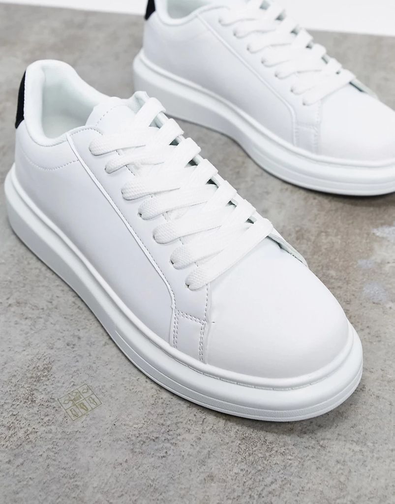 chunky sole trainers in white with contrast black