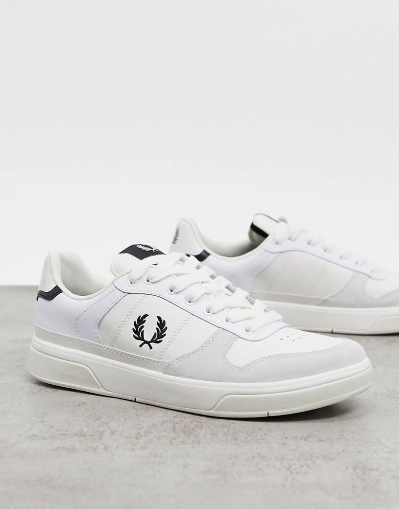 B300 leather trainers in white