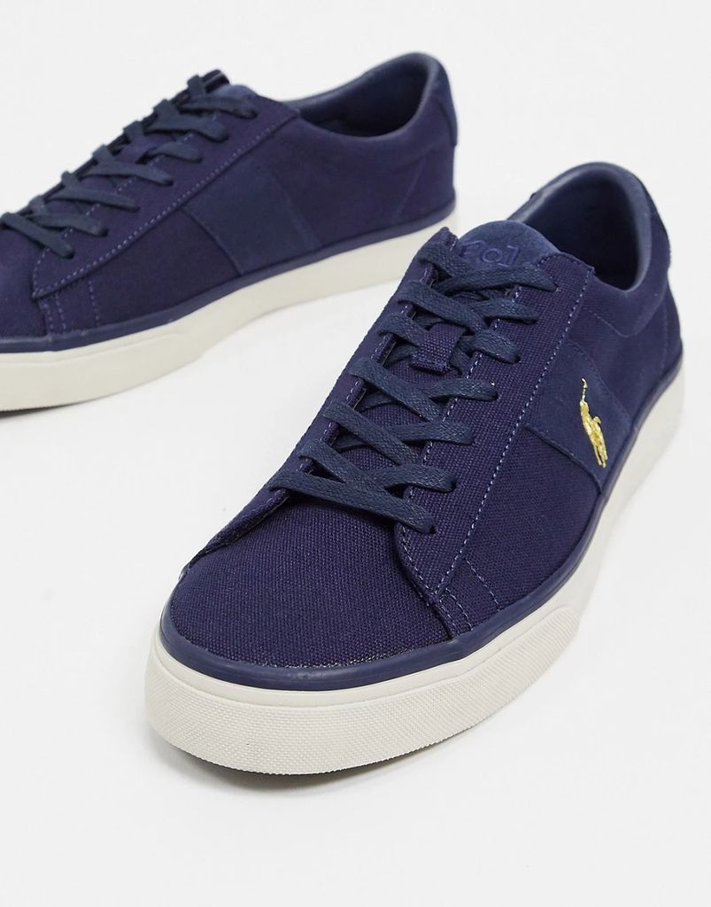 canvas sayer trainer in navy with gold player logo
