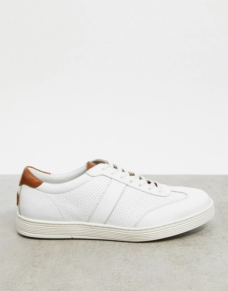side stripe trainers in white leather