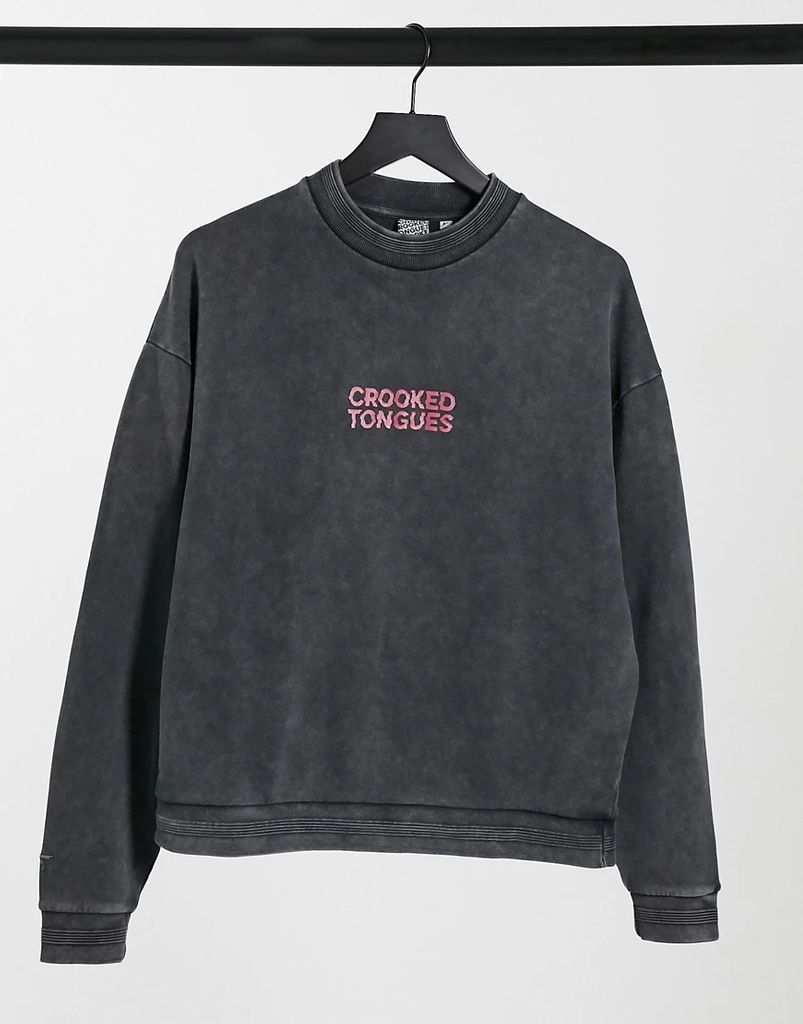 sweatshirt in washed black with chest logo
