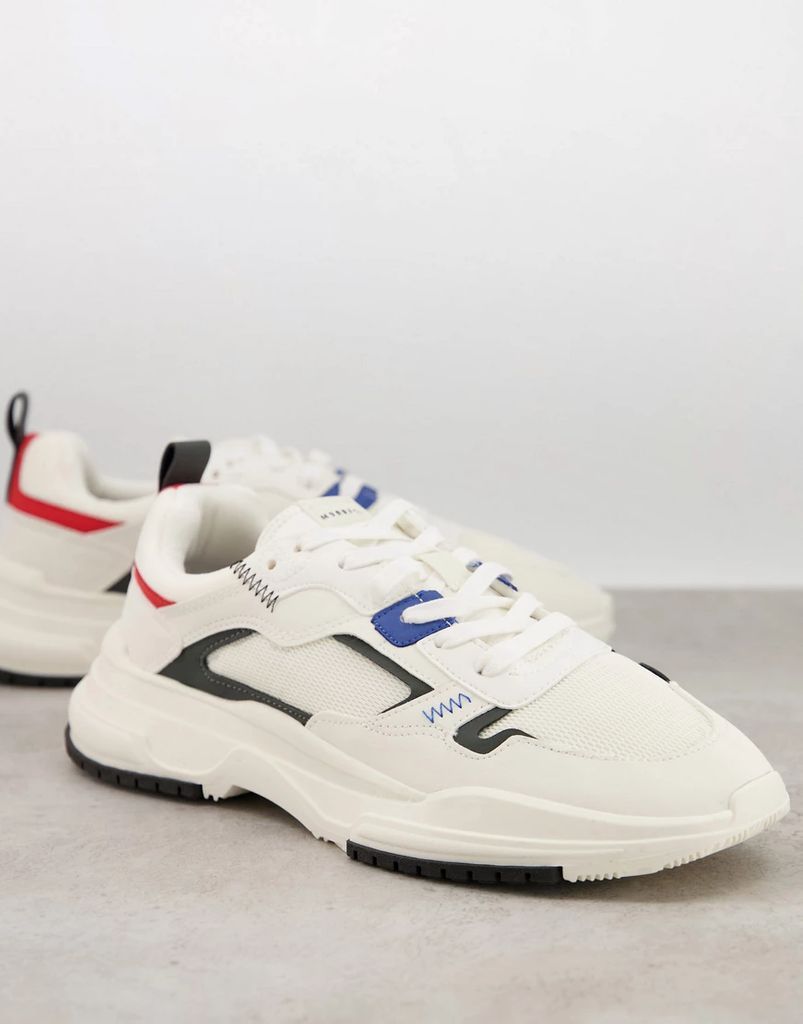 trainers in white with red and navy detailing
