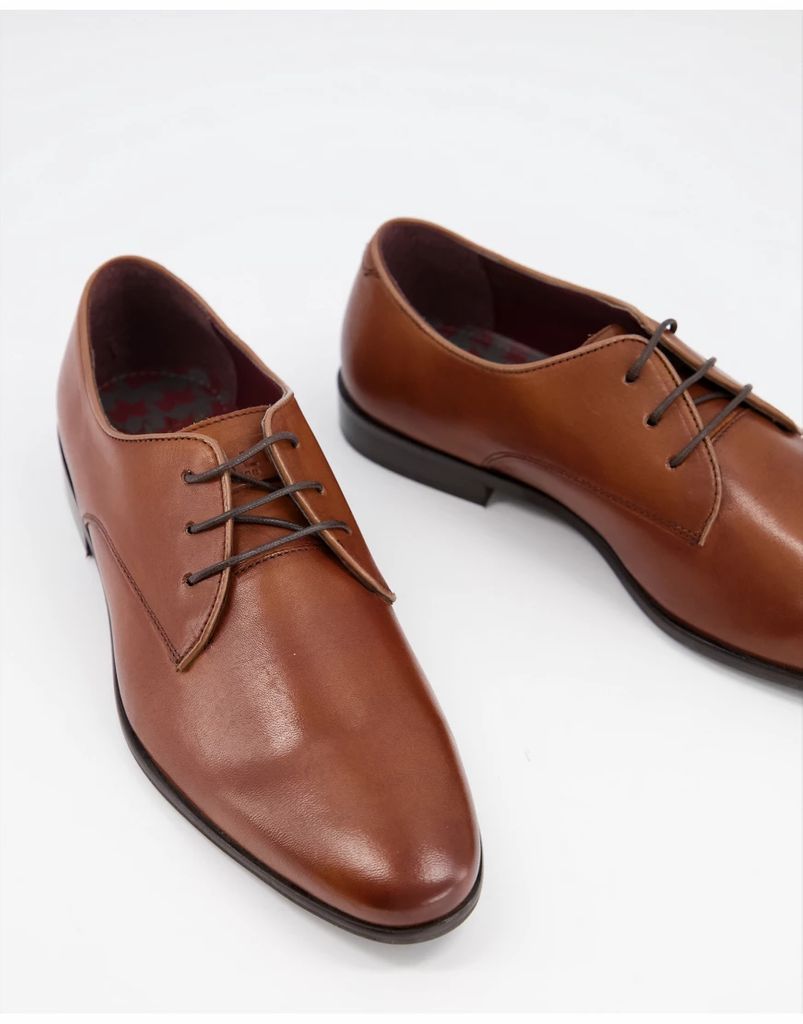 alfie lace up derby in tan leather-Brown