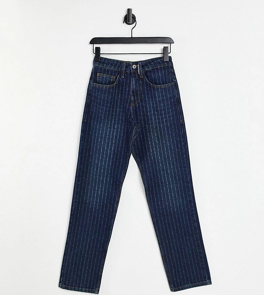 Unisex 90s straight leg jeans with laser pin stripe-Blue