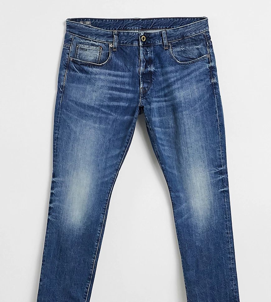 3301 Tapered Jeans Midwash-Blue