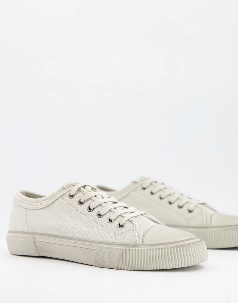 All Saints rigg lace up trainers in chalk-Neutral