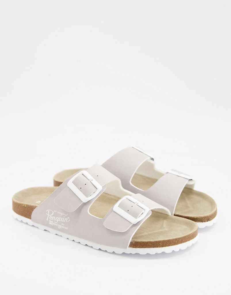 buckle footbed sandals in grey
