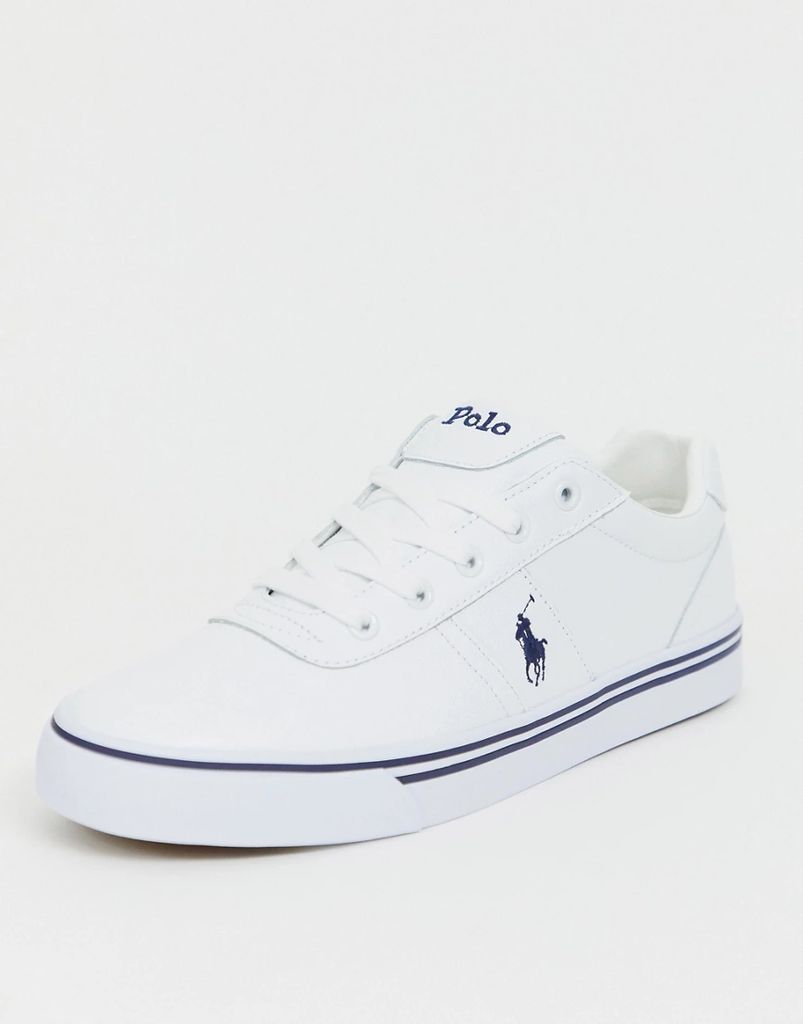 leather hanford trainers in white with player logo