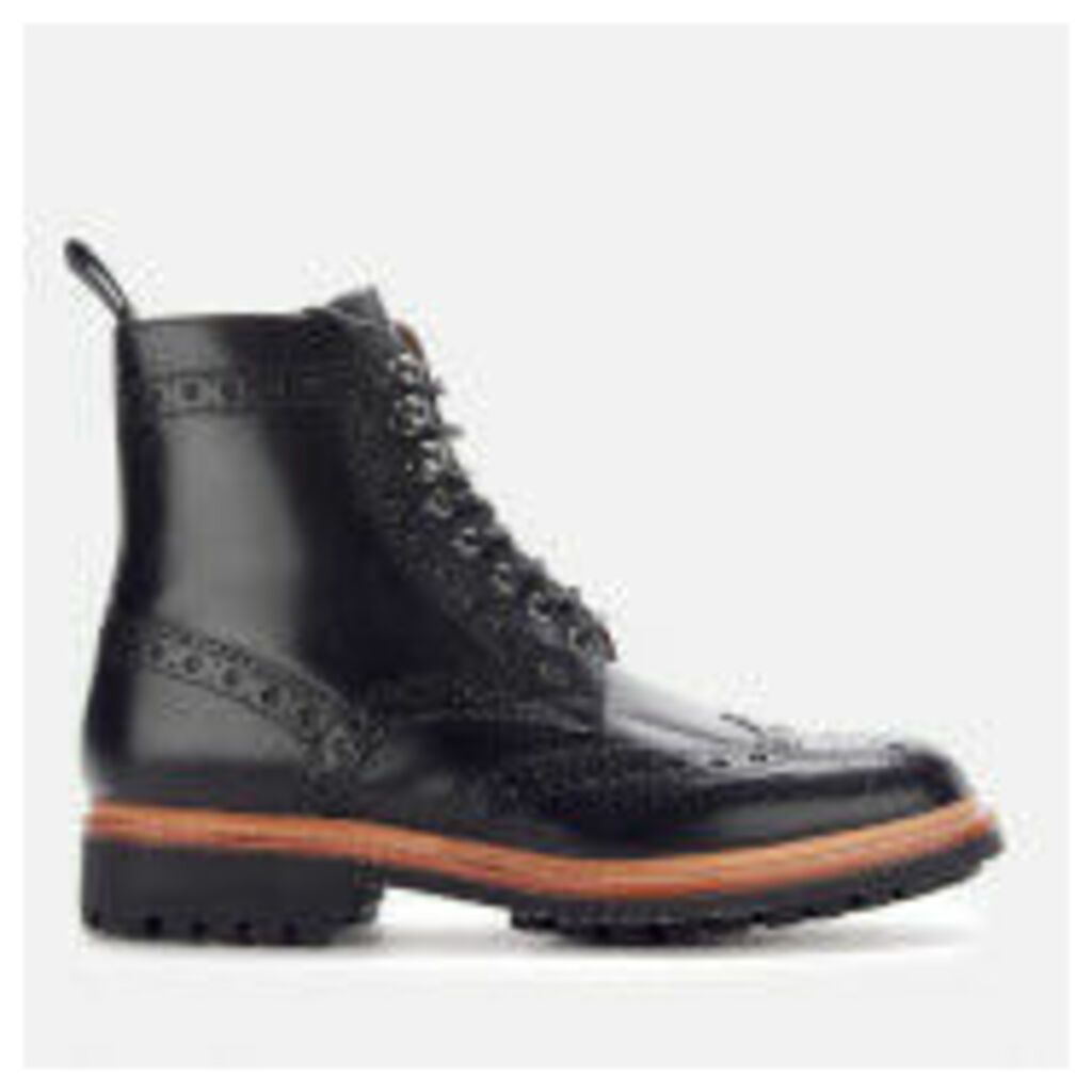 Men's Fred Leather Commando Sole Lace Up Boots - Black - UK 7 - Black