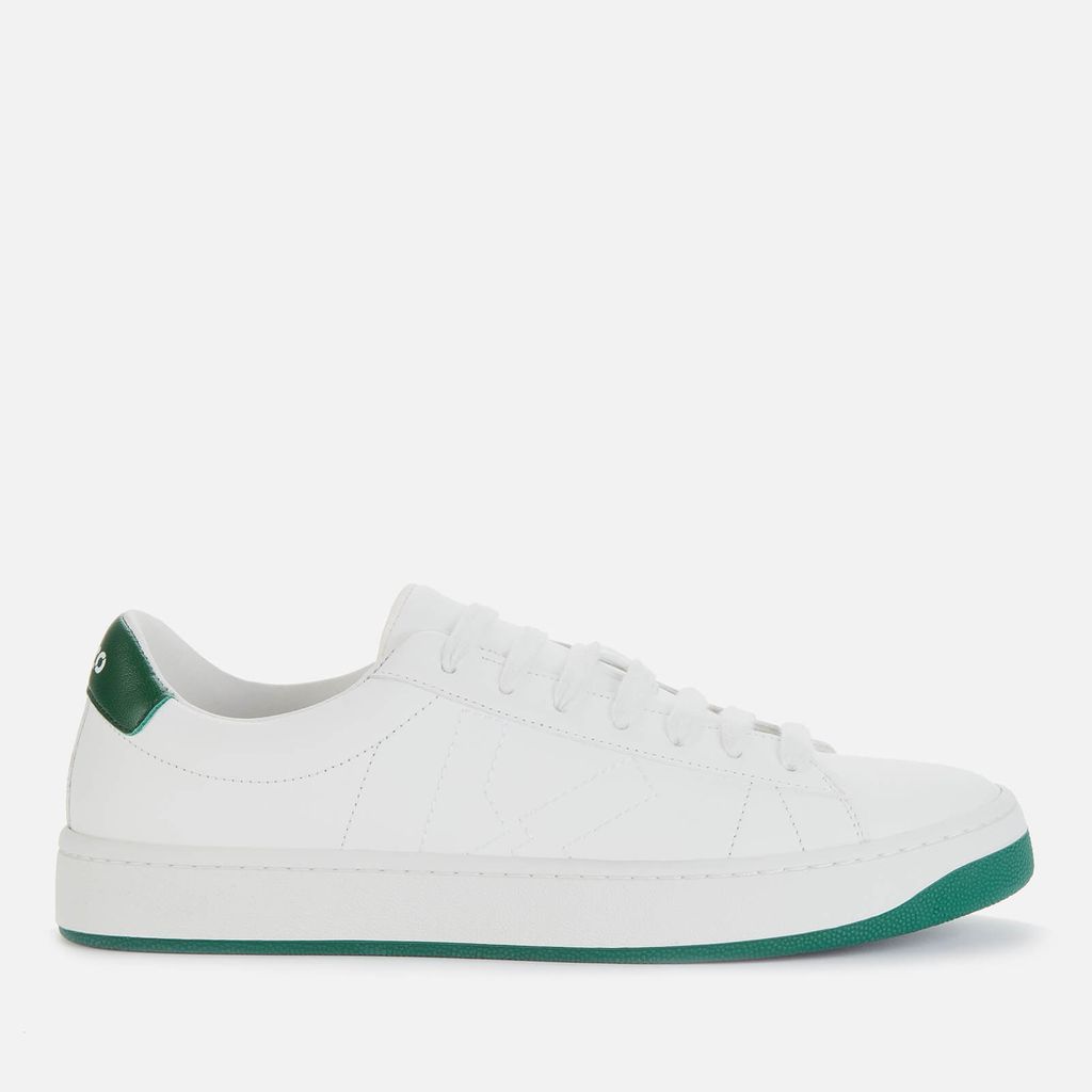 Men's Logo Leather Low Top Trainers - White/Green - UK 7.5