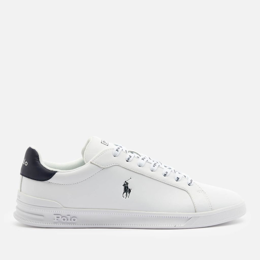 Men's Heritage Court Leather Low Top Trainers - White/Newport Navy - UK 8