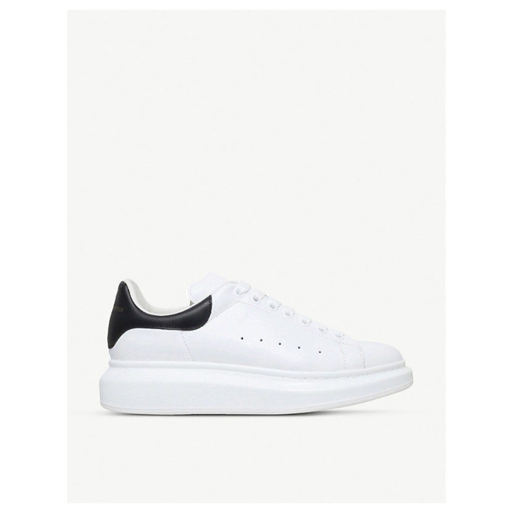 Alexander McQueen Mens White Show Leather Platform Sneakers