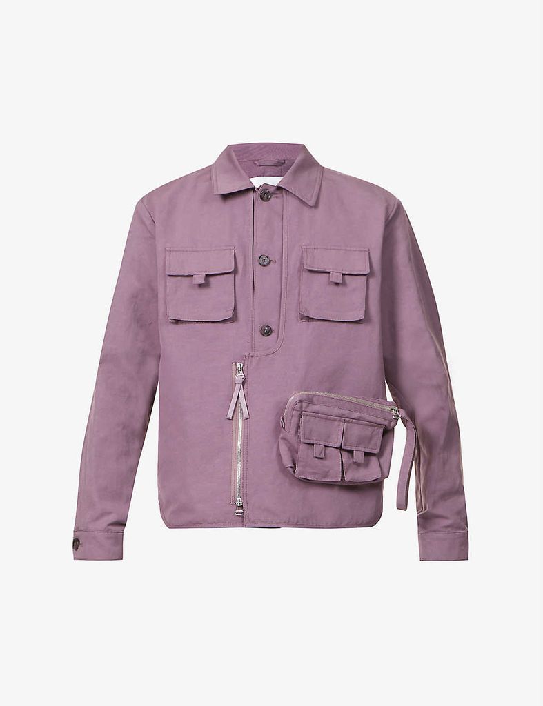 Dropped-shoulder cotton and linen-blend jacket