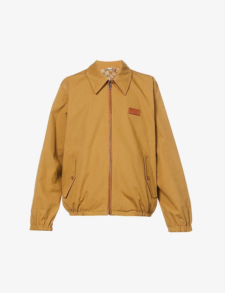 Reversible branded cotton-blend jacket