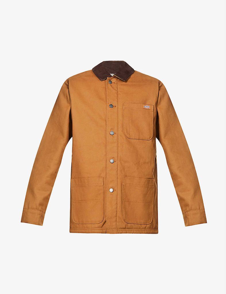 corduroy-collar cotton-canvas chore jacket