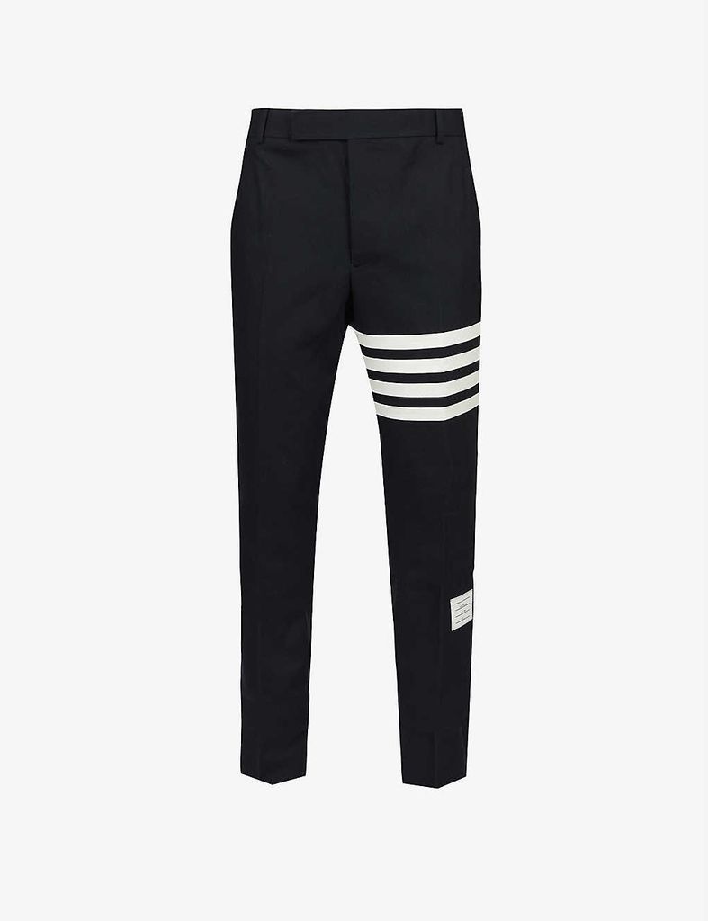 Slim-fit tapered-leg cotton-twill trousers