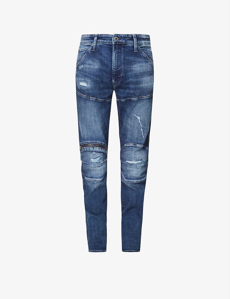 Elwood slim-fit distressed stretch-denim jeans