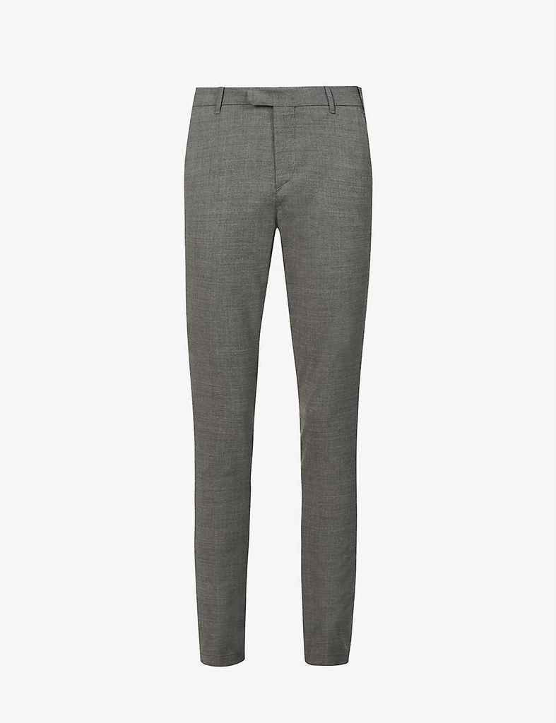 Mid-rise slim-fit tapered-leg stretch-wool trousers