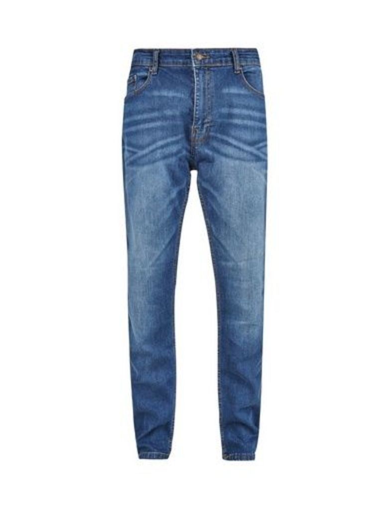 Mens Big & Tall Mid Blue Carter Tapered Fit Jeans, blue