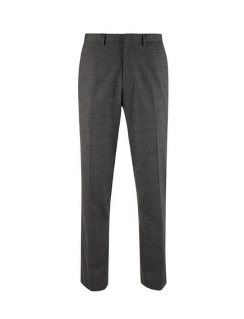 Mens Grey Prince Of Wales Check Skinny Fit Stretch Trousers, Grey