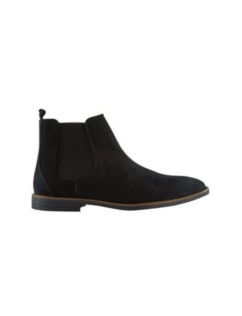 Mens Black Real Suede Chelsea Boots, BLACK