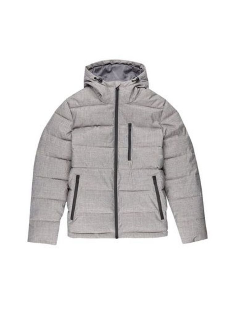 Mens Grey Midweight Hooded Padded Jacket, Grey