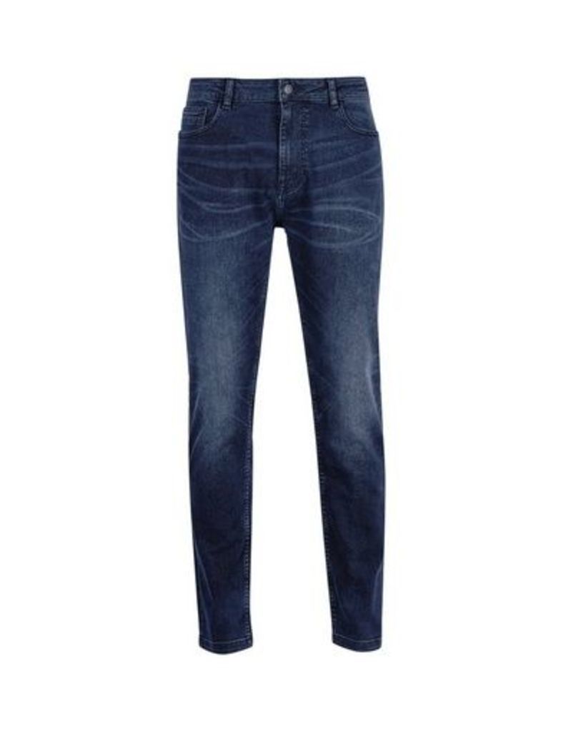 Mens Overdye Carter Tapered Fit Stretch Jeans, Blue