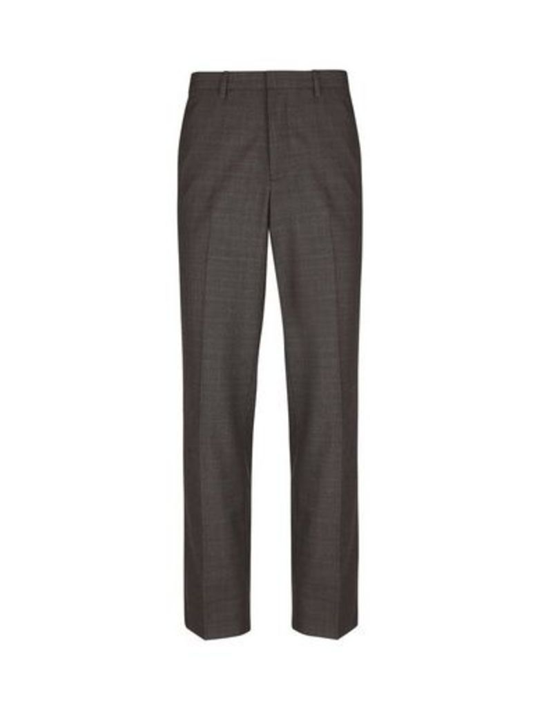 Mens Charcoal Tailored Fit Tonal Checked Trousers, CHARCOAL