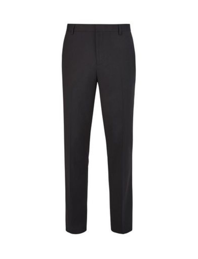 Mens Black Tailored Fit Stretch Trousers, Black