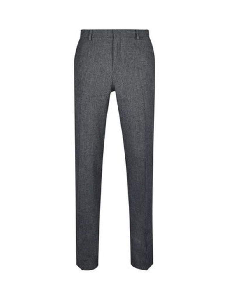 Mens Grey Birdseye Tailored Fit Suit Trousers, GREY