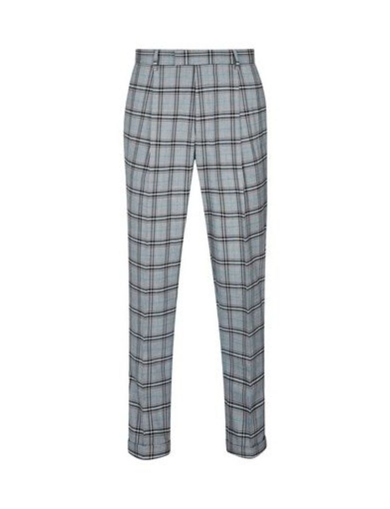 Mens 1904 Dalton Grey Tapered Tealo Check Trousers*, Blue