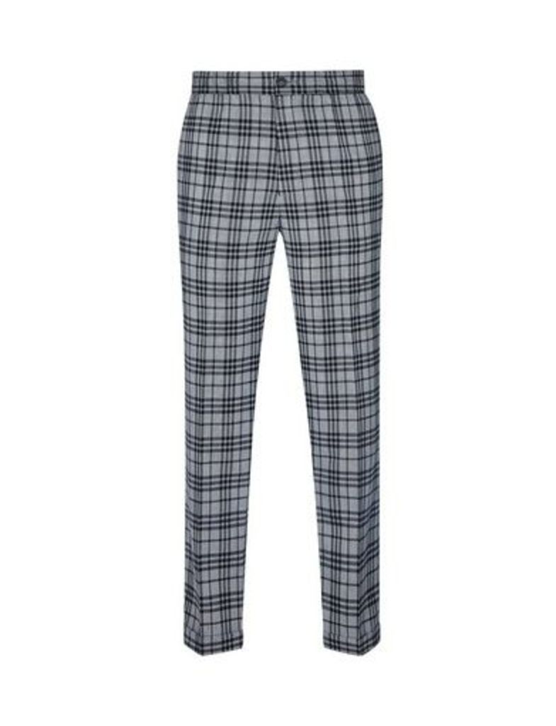 Mens Fōr Grey Graphic Check Trousers*, Grey
