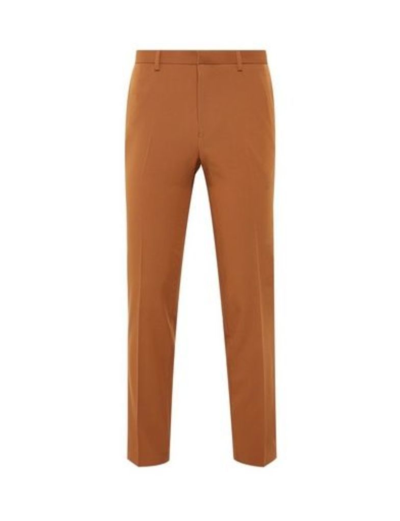 Mens Caramel Stretch Skinny Fit Suit Trousers, Orange