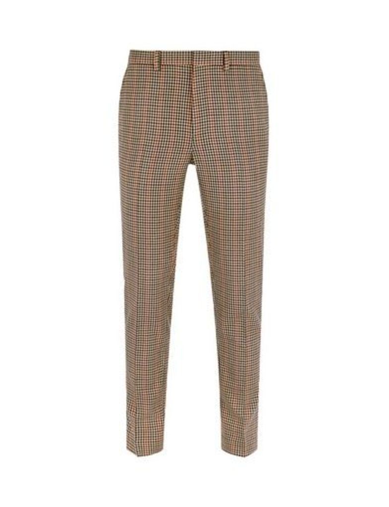 Mens Brown And Red House Check Skinny Fit Suit Trousers, BROWN