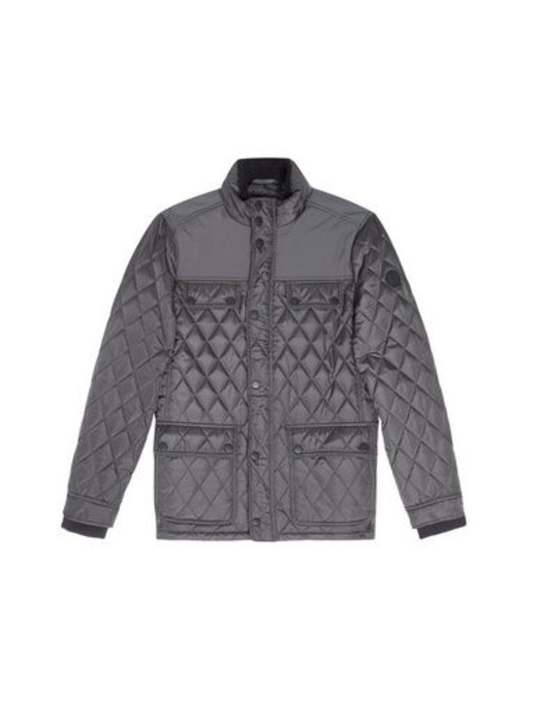 Mens Charcoal Diamond Quilted Jacket, Grey