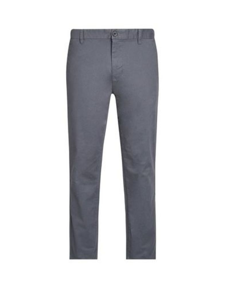 Mens Charcoal Logan Straight Fit Stretch Chinos, Grey