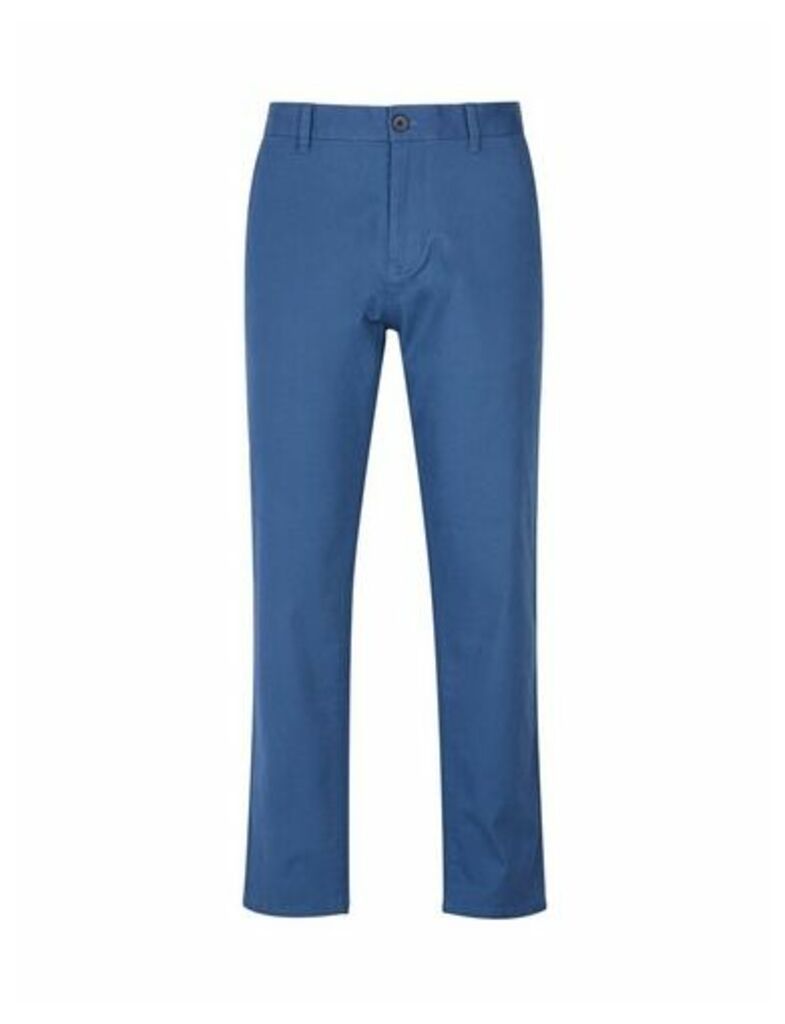 Mens Blue Straight Fit Stretch Chinos, Blue
