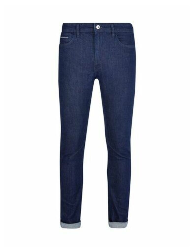 Mens Blue Ninety North Tyler Skinny Dark Scratch Jeans With Organic Cotton, Blue