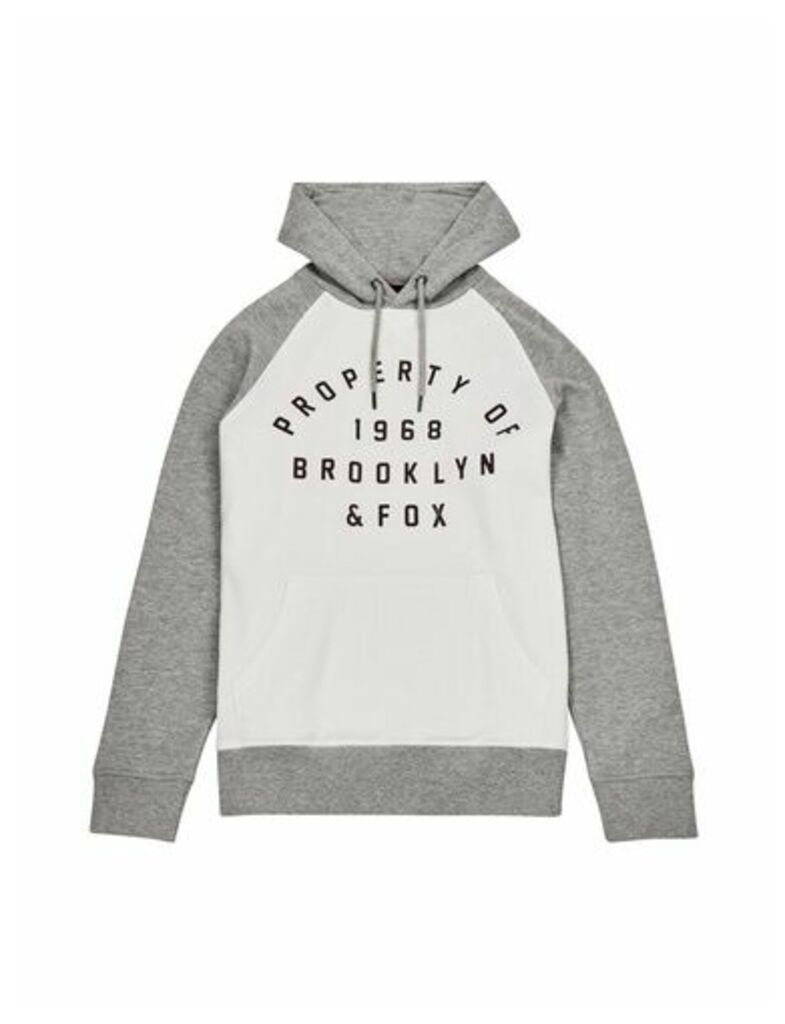 Mens Grey And White Raglan Hoodie, Grey