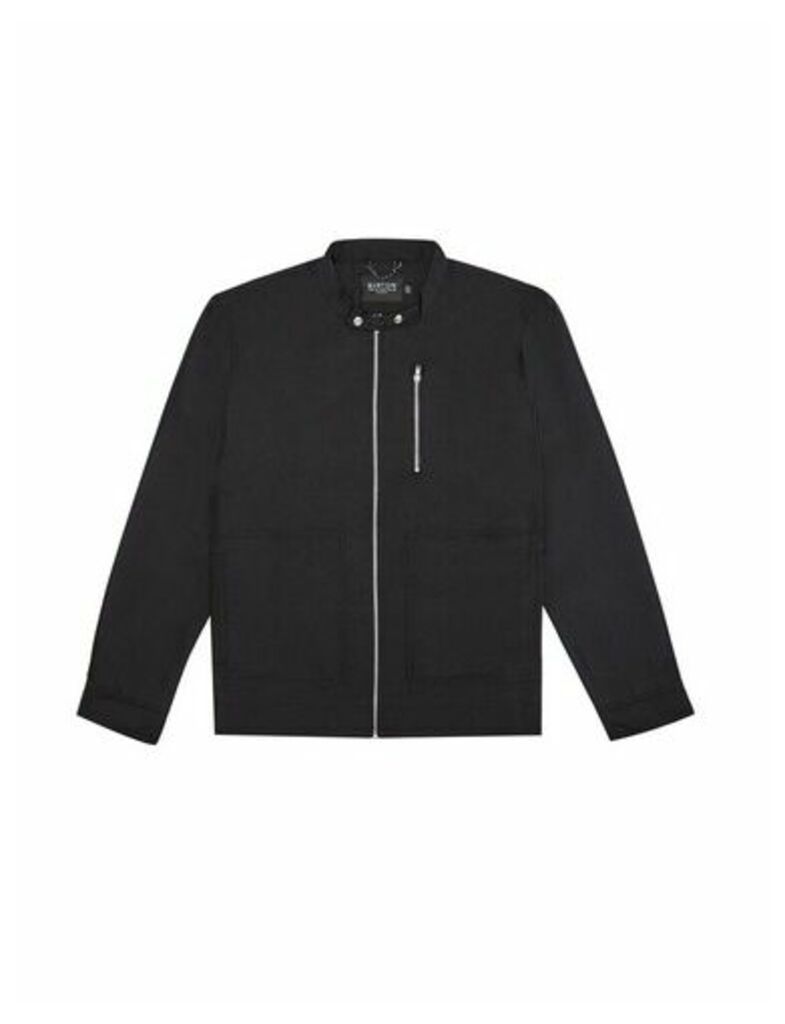 Mens Big & Tall Black Racer Jacket With Recycled Polyester, Black