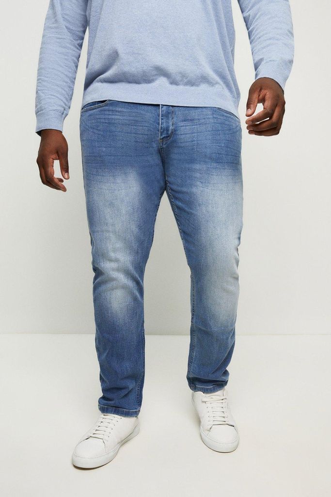 Mens Plus Loose Tapered Light Blue Jeans