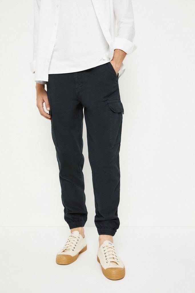 Mens Tapered Fit Zip Jogger Cuffed Trousers