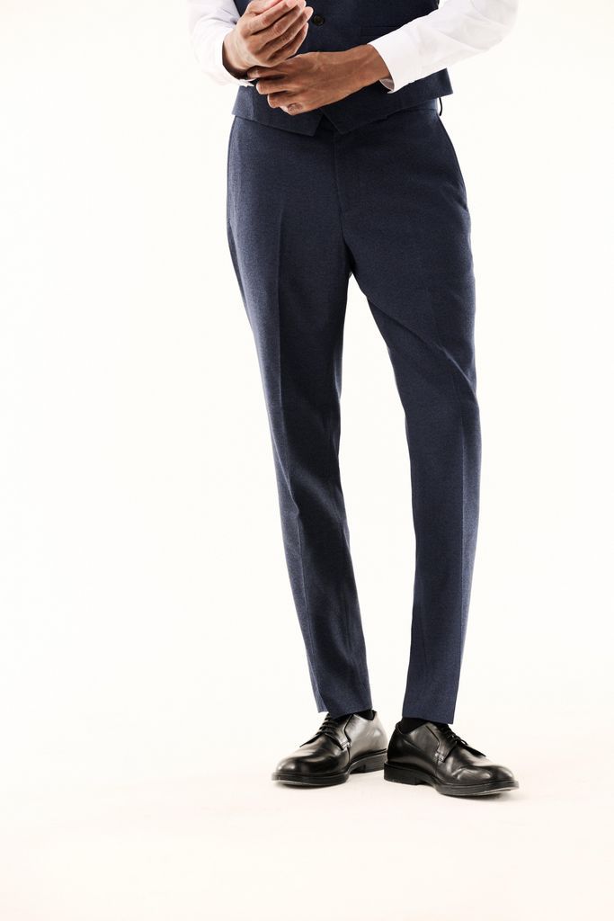 Mens Tailored Fit Navy Marl Suit Trousers